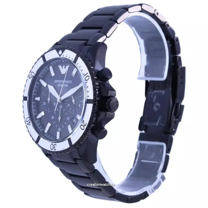 Emporio Armani Men's AR80050 Black Ion-Plated Stainless Steel Chronograph Watch - Image 2